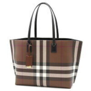 Burberry Giant Check Tote Bag Birch Brown Black TB